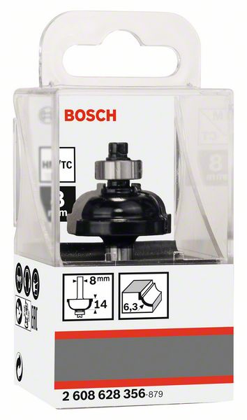 Bosch Kantenformfräser F, 8 mm, R1 6,3 mm, D 28,5 mm, L 13,2 mm, G 54 mm