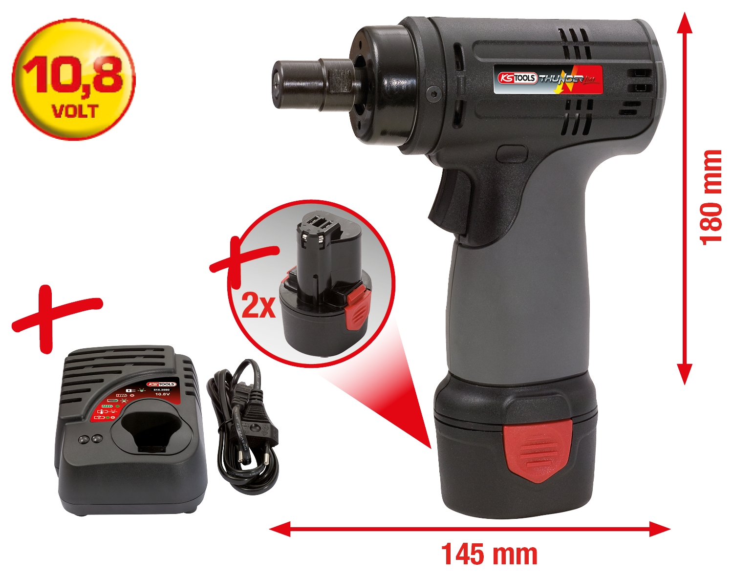 KSTOOLS Akku-Hochleistungs-Schleifer, 22.000 U/min 10,8V, mit 2 Akkus und 1 Ladegerät