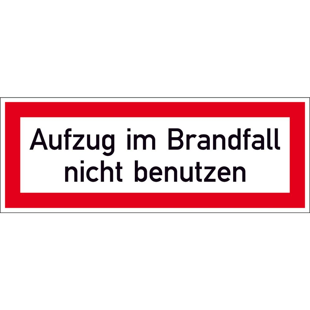 Hinweisschild, Aufzug im Brandfall nicht benutzen, langnachleuchtend Brandschutzschild Folie B297x H105 mm n.b