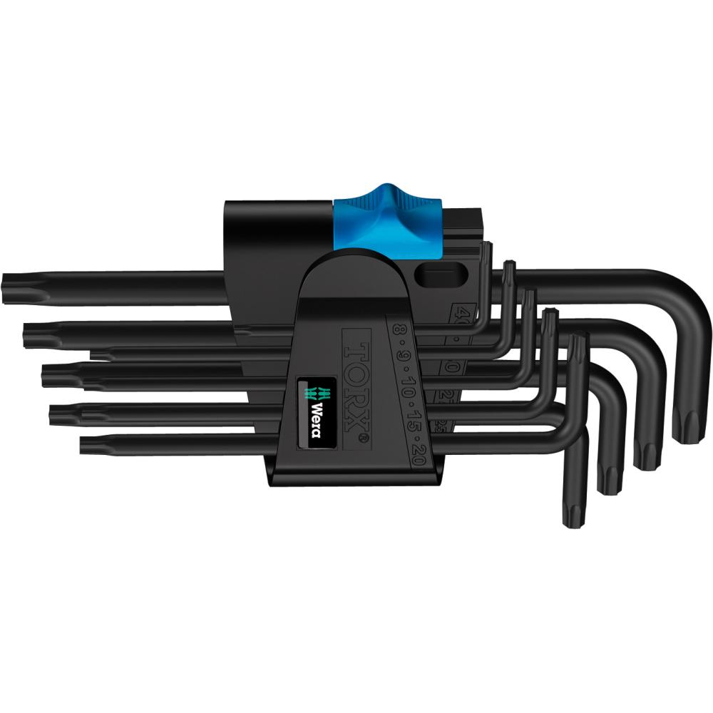 Winkelschraubendreher-Satz für TORX, mit Haltefunktion, Nr. 967 L/9 HF 1 Winkelschraubendr.-Satz 9t Wera