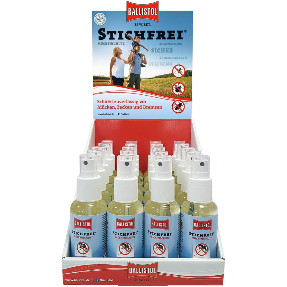 Stichfrei Mücken & Zeckenschutz Spray Display 20x100 ml Pumpspray Ballistol