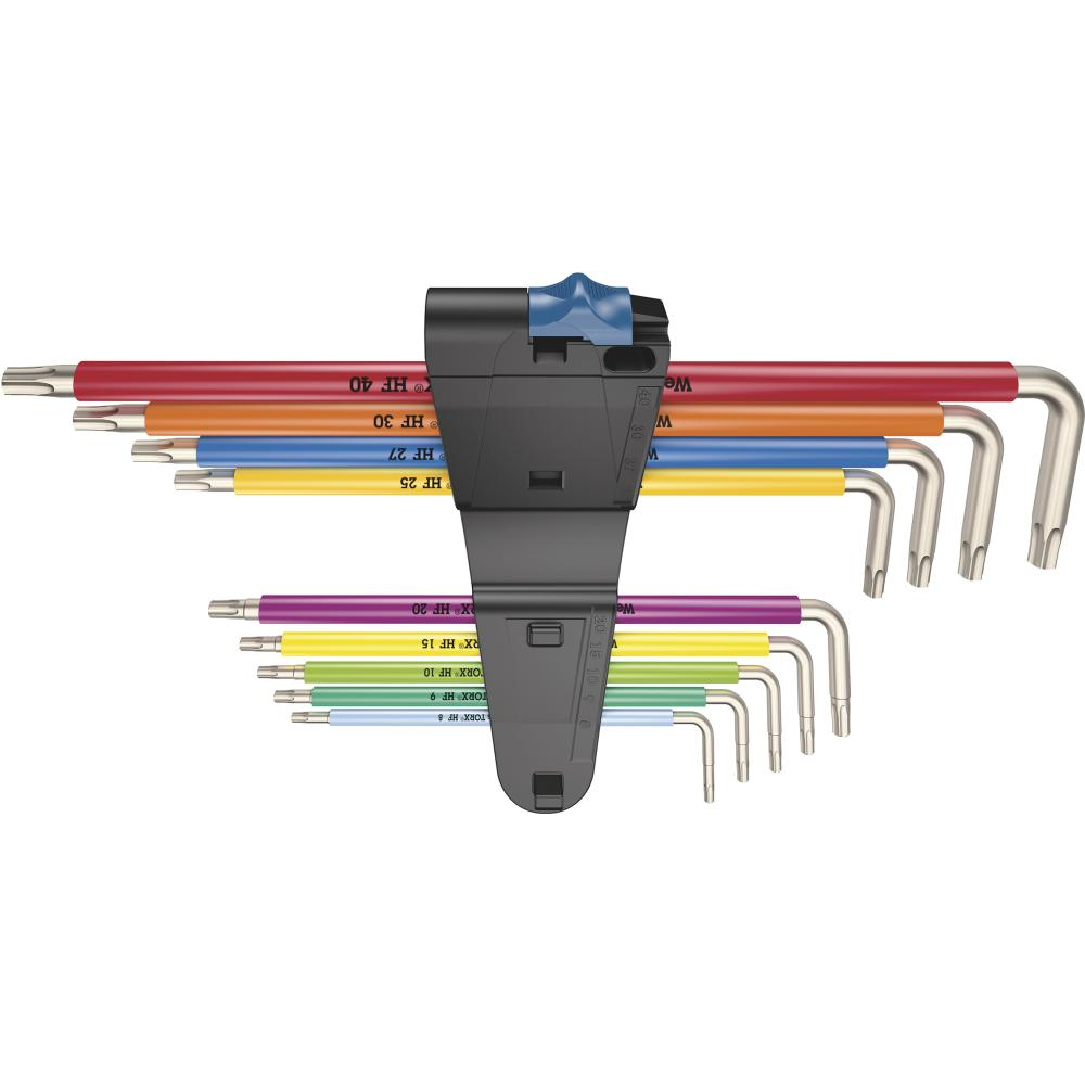 Winkelschraubendreher-Satz für TORX, mit Haltefunktion, lang, Nr. 3967/9 TX SXL Winkelschraubendreher- Satz Edelstahl 9-teilig T8-T40 Halfefunkt