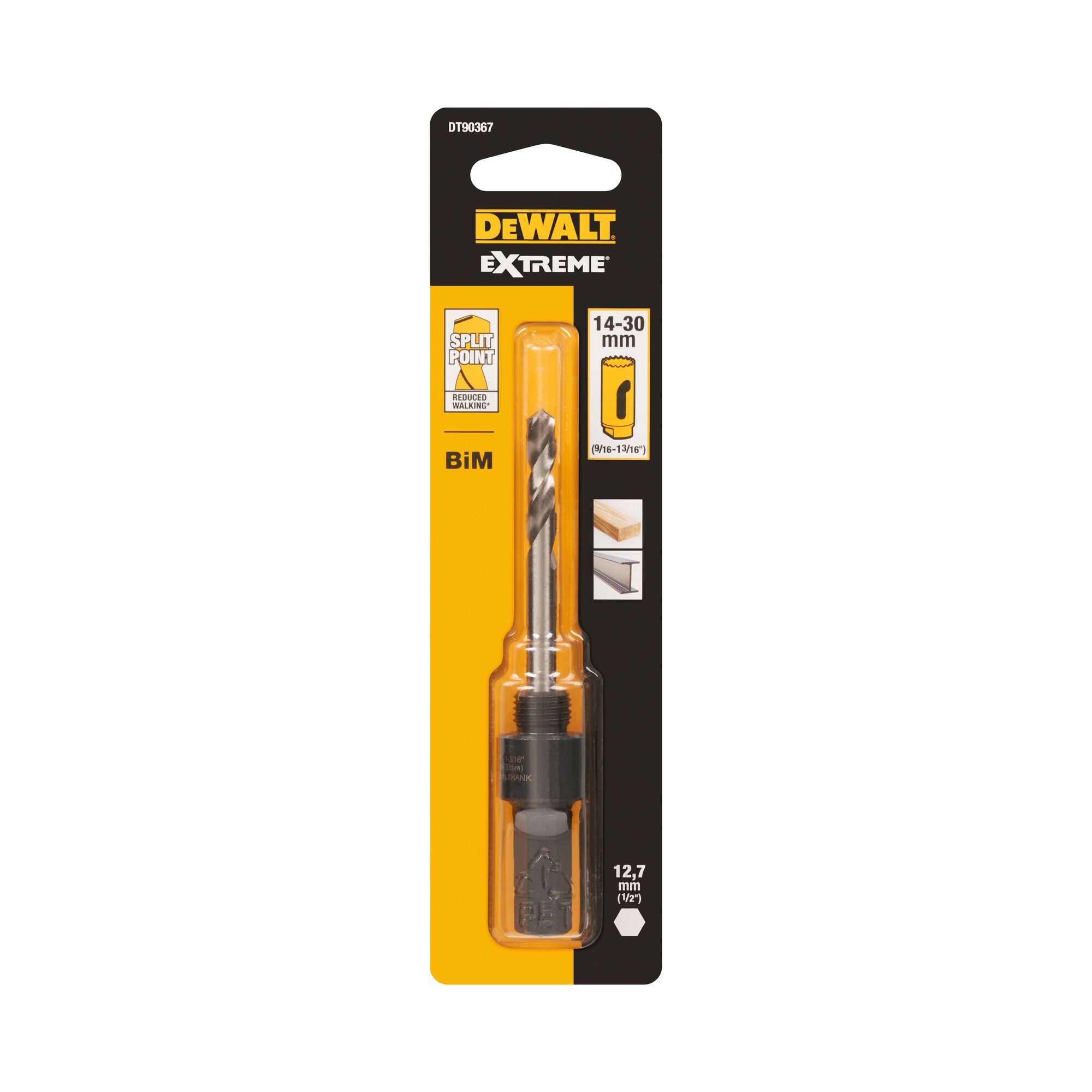 Dewalt DT90367-QZ,  Standard-Adapter 13mm, 14-30mm, Standard-Adapter fuer Lochsaegen 13mm Aufnahmeschaft (fuer Lochsaegen-Durchmesser 14-30mm)