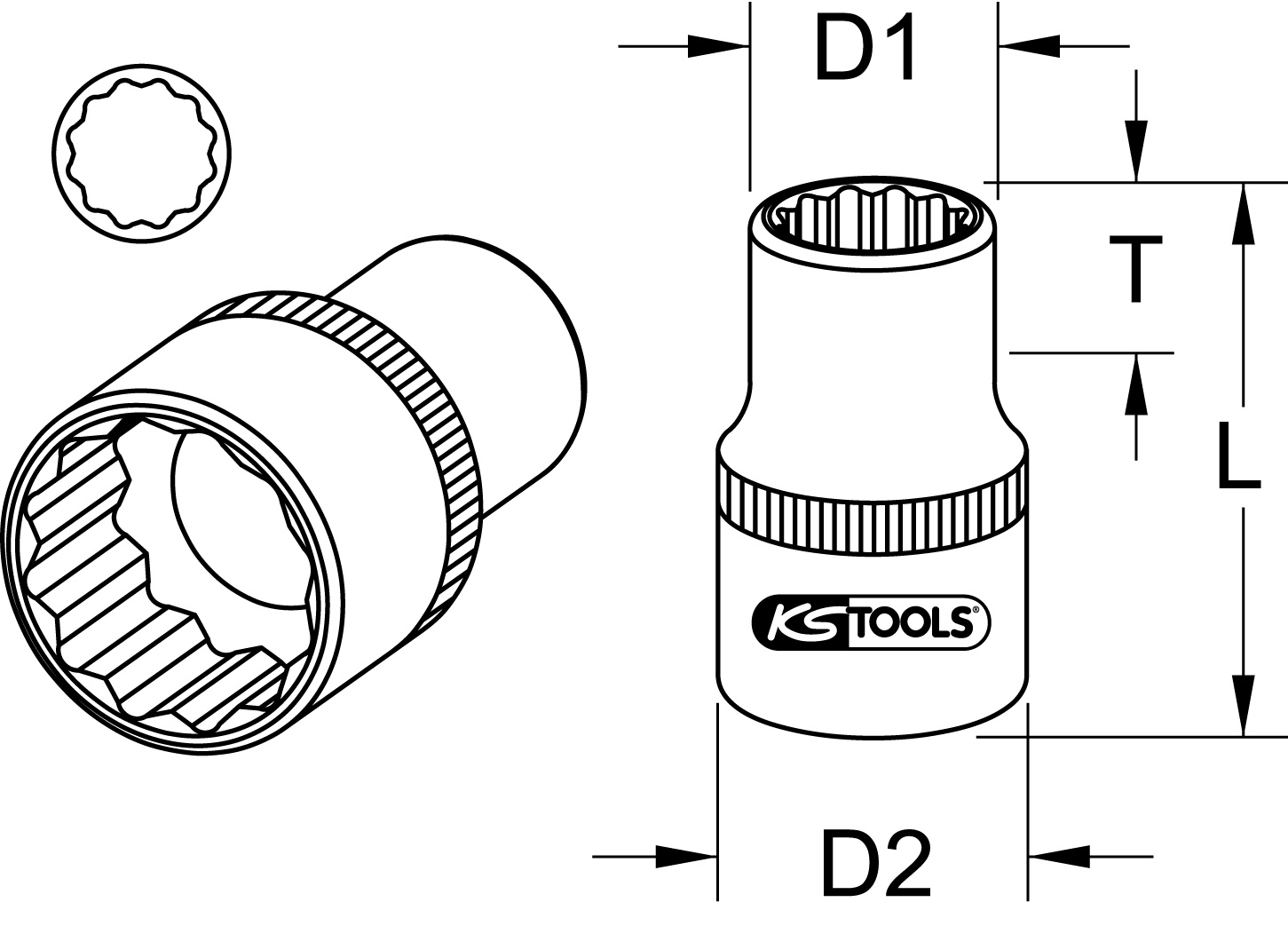 KSTOOLS 1/2" 12-kant-Stecknuss, 13mm
