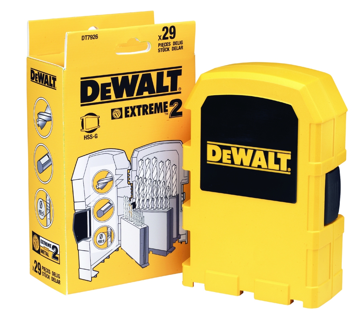 Dewalt DT7926-XJ,  Metallbohrer-Set 29-tlg. HSS-G, 29-tlg. Indexkassette mit 29 EXTREME ® 2 HSS-G Metallbohrern
