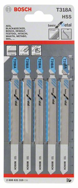 Bosch Stichsägeblatt T 318 A Basic for Metal, 5er-Pack