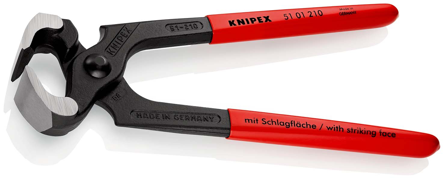 KNIPEX 51 01 210 SB Hammerzange mit Kunststoff überzogen schwarz atramentiert 210 mm (SB-Karte/Blister)