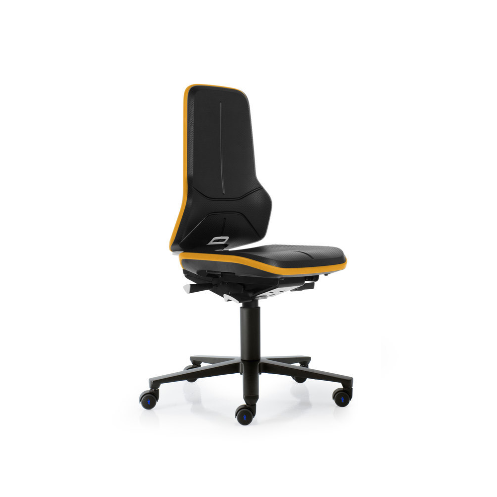 Basisstuhl Modell ESD Neon 2, Permanentkontakt Bimos Arbeitsstuhl orange Sitzhöhe 450-620 mm mit Rollen, ohne Polster