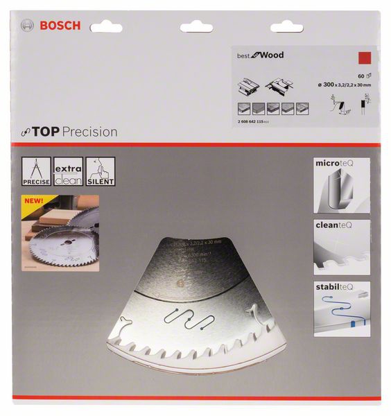 Bosch Kreissägeblatt Top Precision Best for Wood, 300 x 30 x 3,2 mm, 60