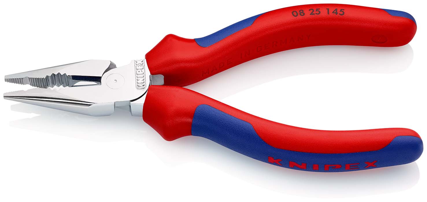 Spitz-Kombinationszange verchromt mitMehrkomponenten-Griffen145mm KNIPEX