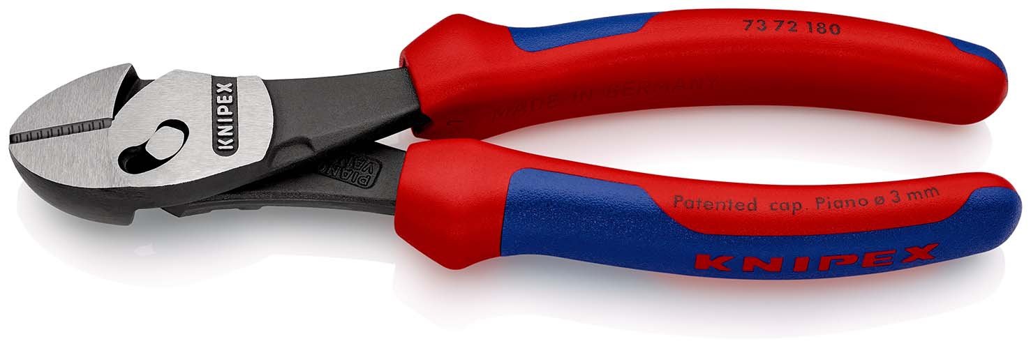 KNIPEX 73 72 180 BK TwinForce® Hochleistungs-Seitenschneider mit Mehrkomponenten-Hüllen schwarz atramentiert 180 mm (SB-Karte/Blister)