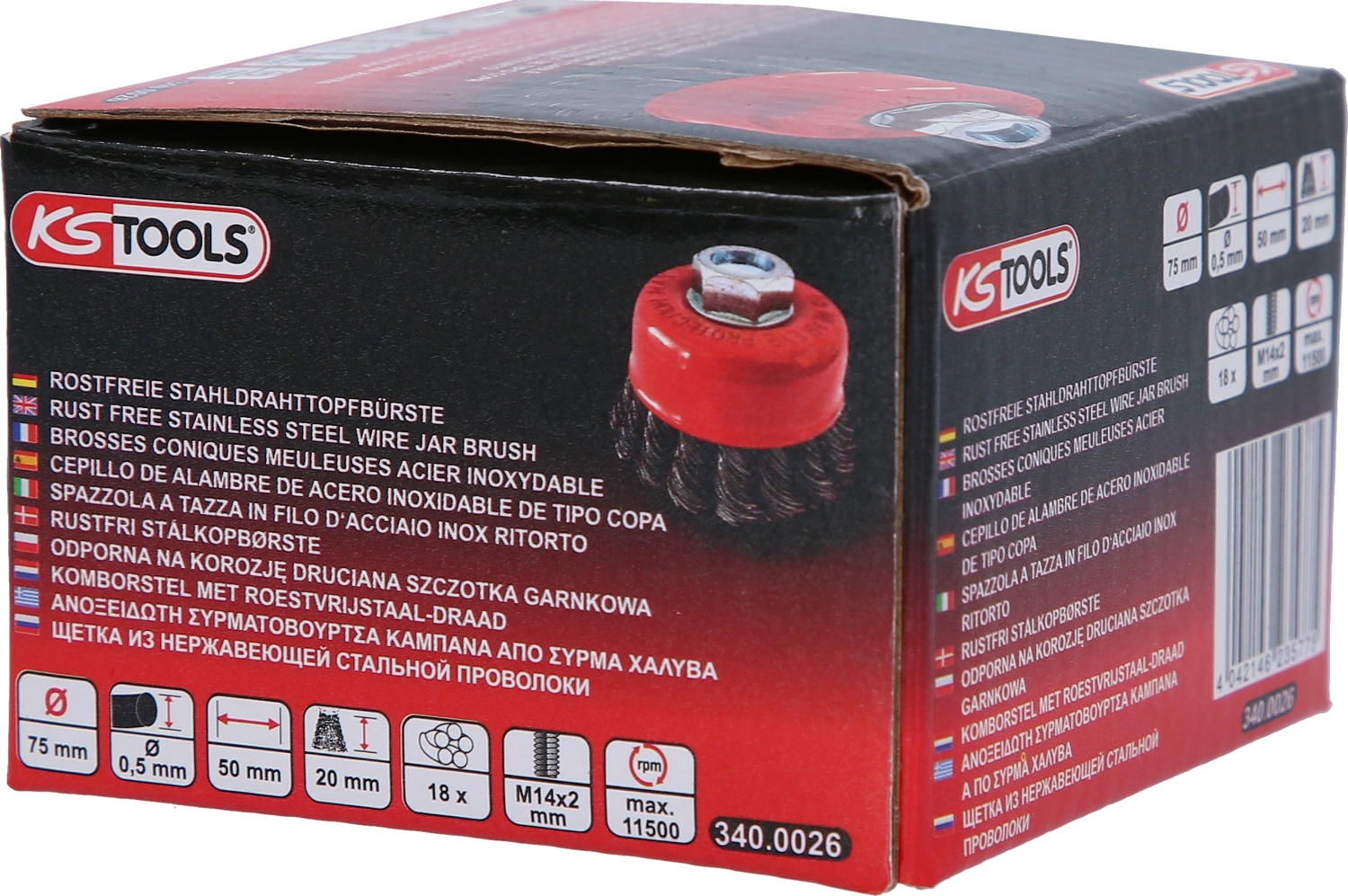 KSTOOLS Rostfreie Stahldrahttopfbürste 0,5mm, Ø 75mm