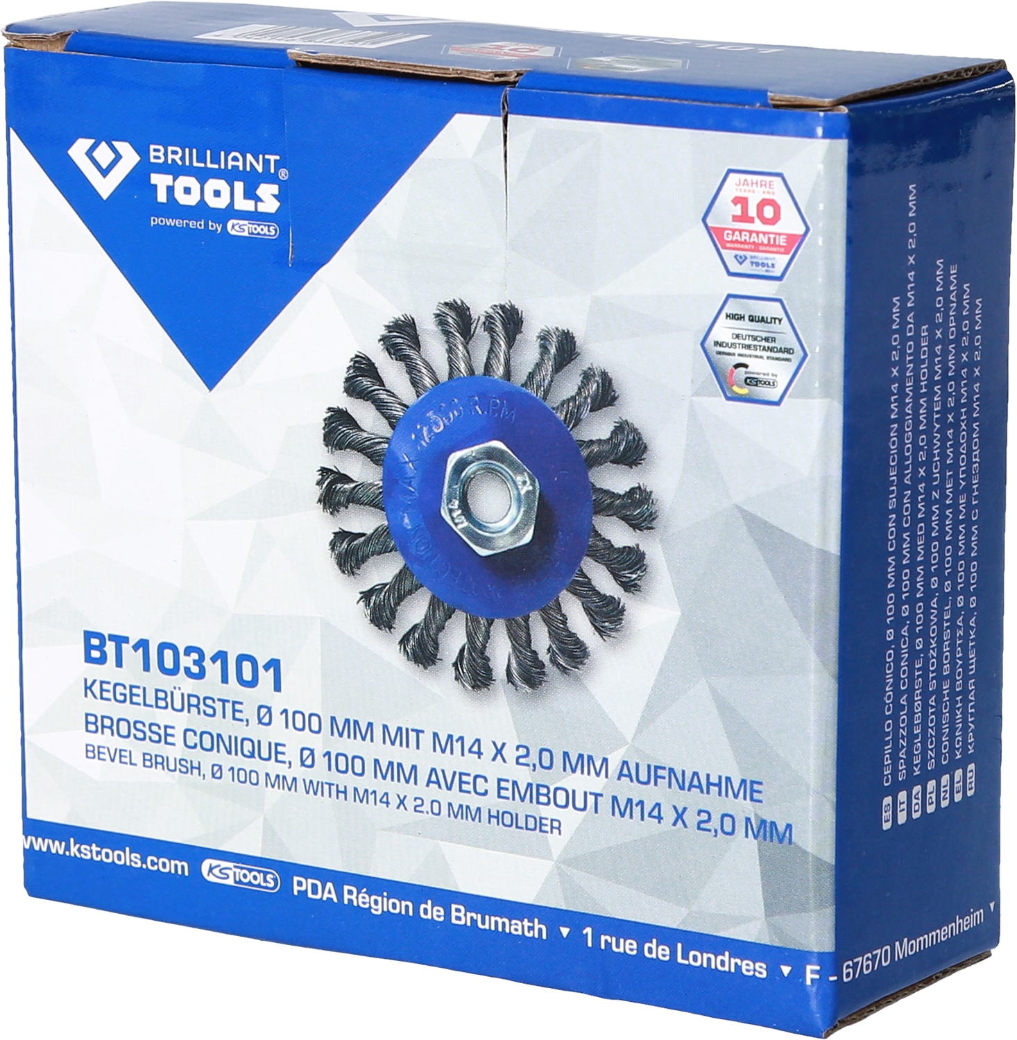 Brilliant Tools  Kegelbürste, Ø 100 mm mit M14 x 2,0 mm Aufnahme