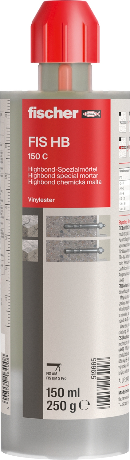 fischer Highbond-SpezialmFIS HB 150 C / Highbond-Spezialmörtel FIS HB / Hohe Leistugsstärke in gerissenem Beton