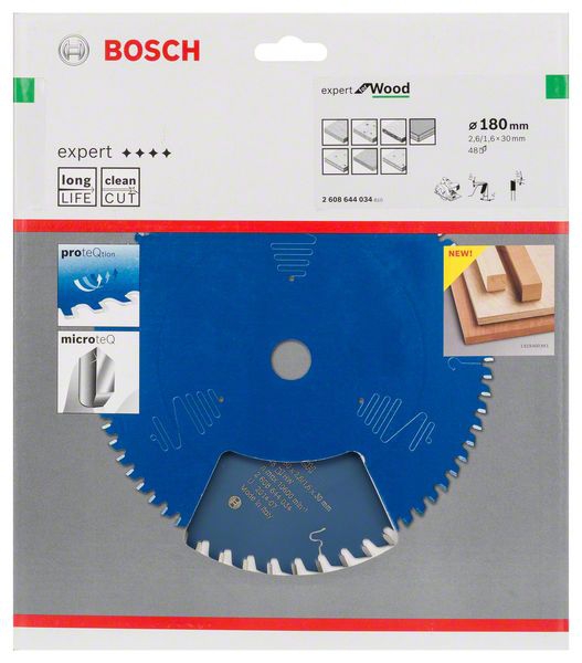 Bosch Kreissägeblatt Expert for Wood, 180 x 30 x 2,6 mm, 48