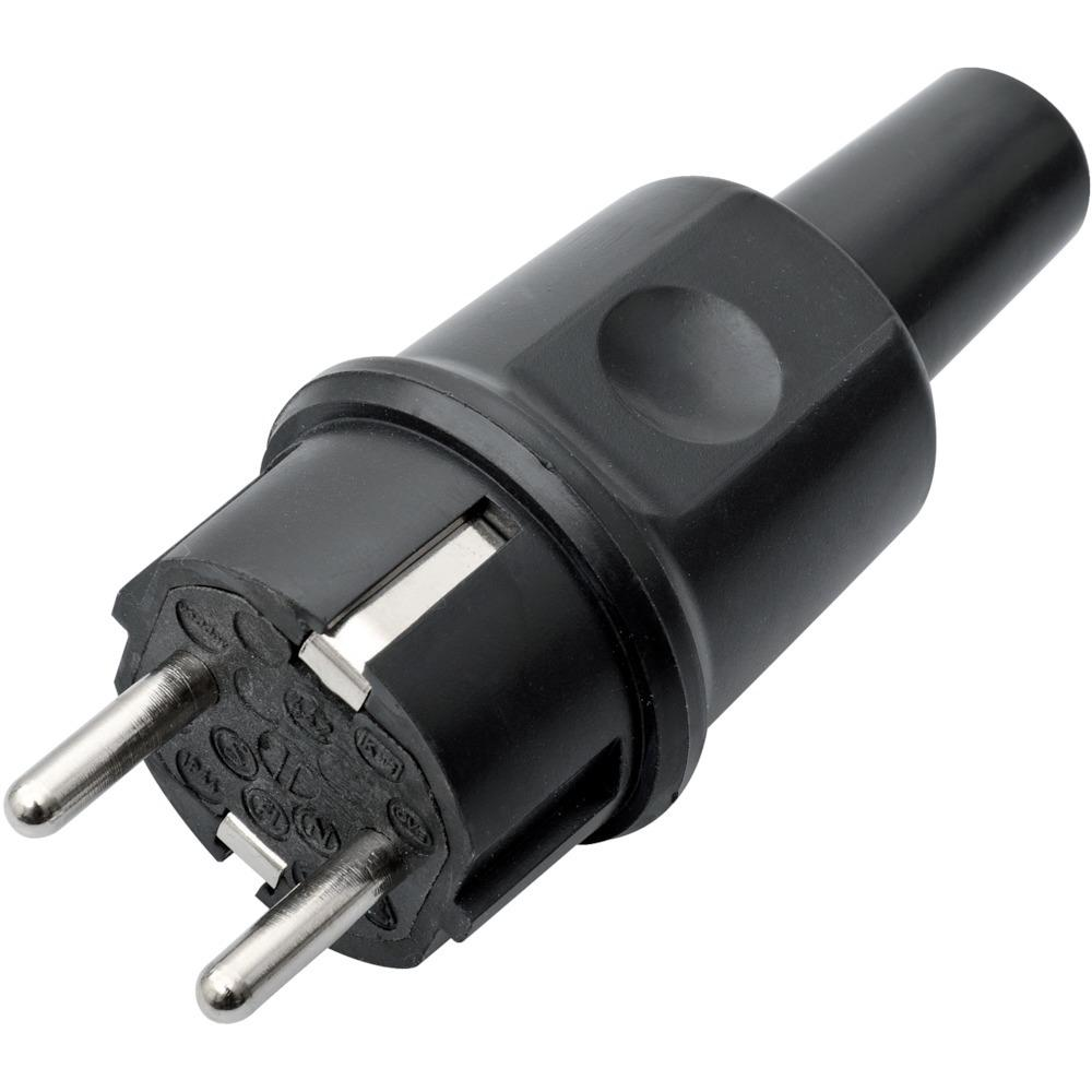 Schutzkontakt-Stecker, Vollgummi Schukostecker VG IP44 250 V, 10-16 A