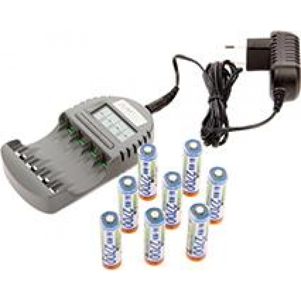 Ladegerät-Set Ladegerät Set 3 mit 8 Mignon Nim H-Akkus