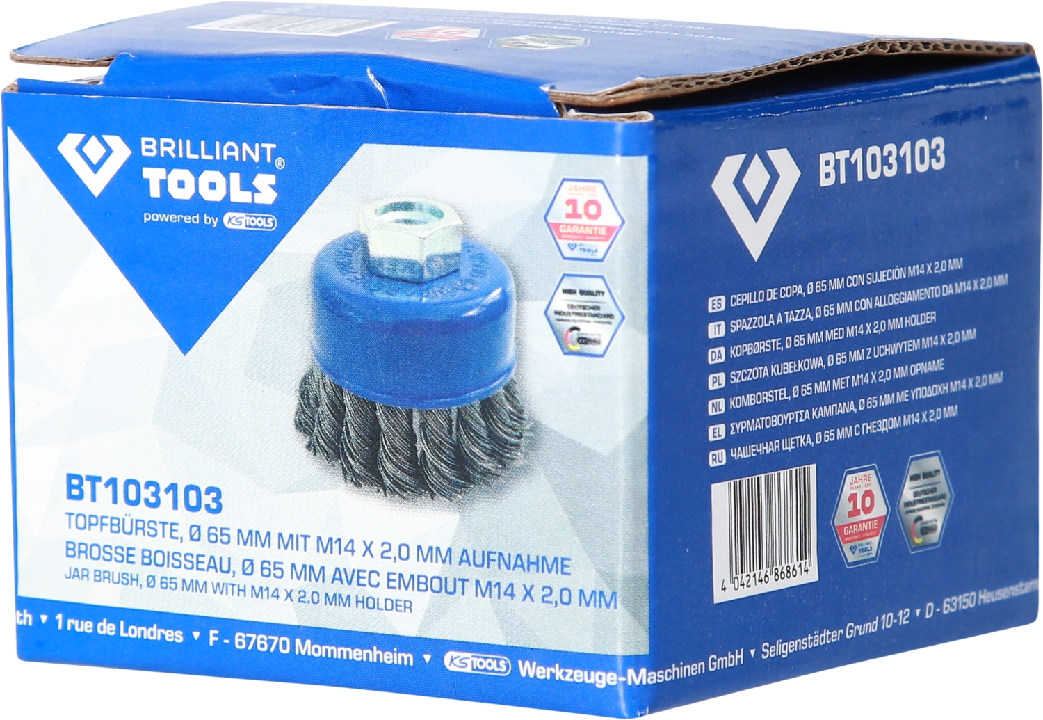 Brilliant Tools  Topfbürste, Ø 65 mm mit M14 x 2,0 mm Aufnahme