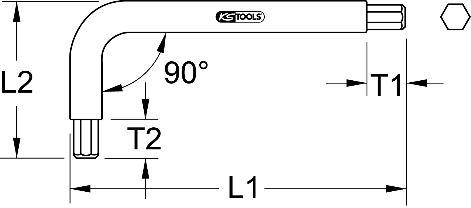 KSTOOLS TITANplus Winkelstiftschlüssel Innensechskant,2,5mm