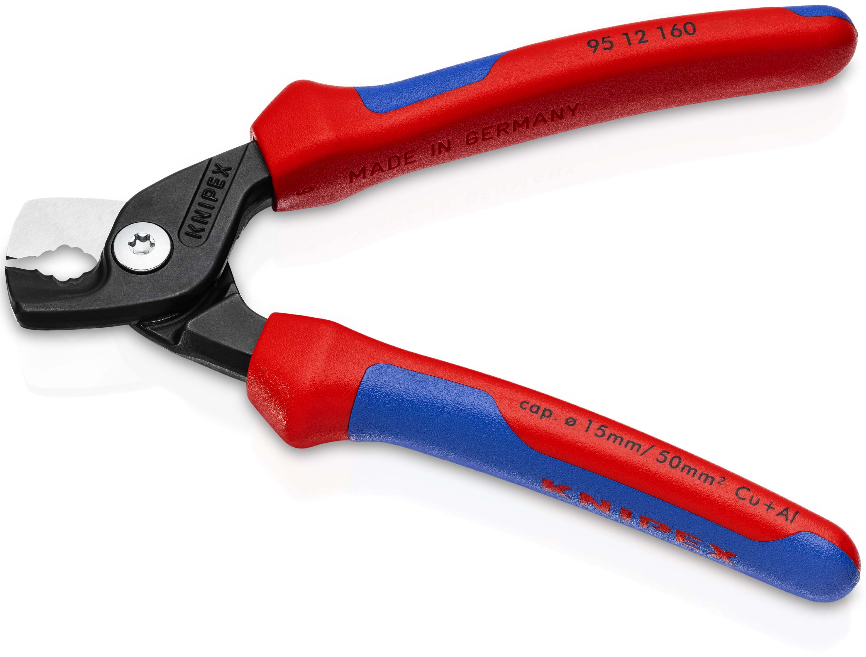 Kabelschere mit Mehrkomponenten-Griffen160mm schlanke KopfformKNIPEX