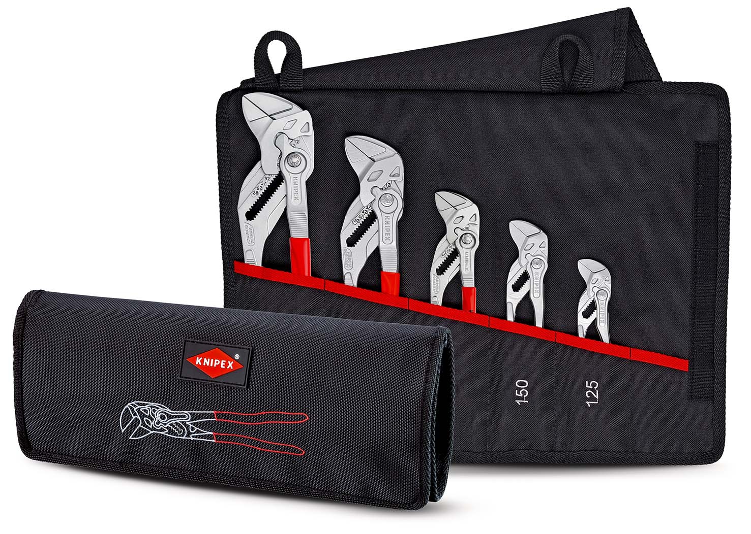Zangenschlüssel-Set 5tlg.in Rolltasche Knipex