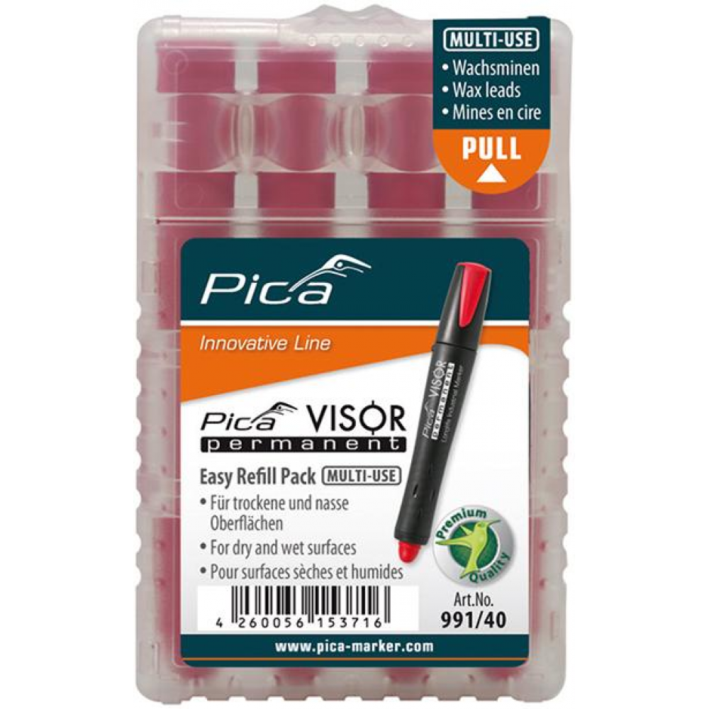 Minen-Set für Permanentmarker VISOR Industrial rot Pica
