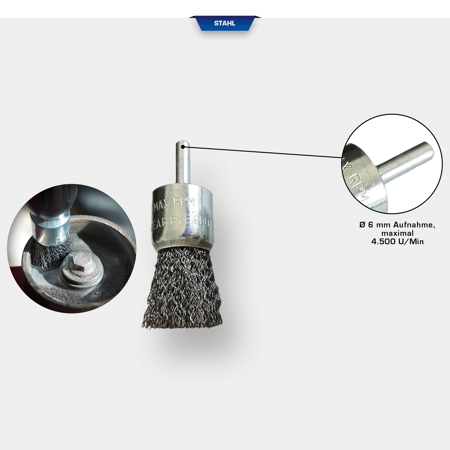 Brilliant Tools  Pinselkopfbürste, Ø 25 mm mit 6 mm Aufnahme