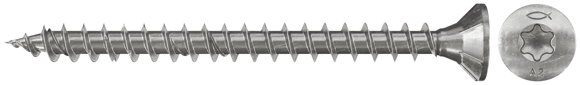 Fischer FPF-ST 4,5 x 35 A2F 200. Die Spanplattenschrauben mit Senkkopf, Antrieb Innenstern TX und Vollgewinde
