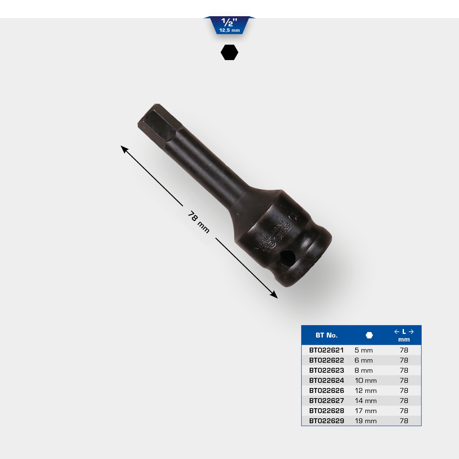 Brilliant Tools  1/2" Kraft-Bit-Stecknuss Innensechskant 6 mm
