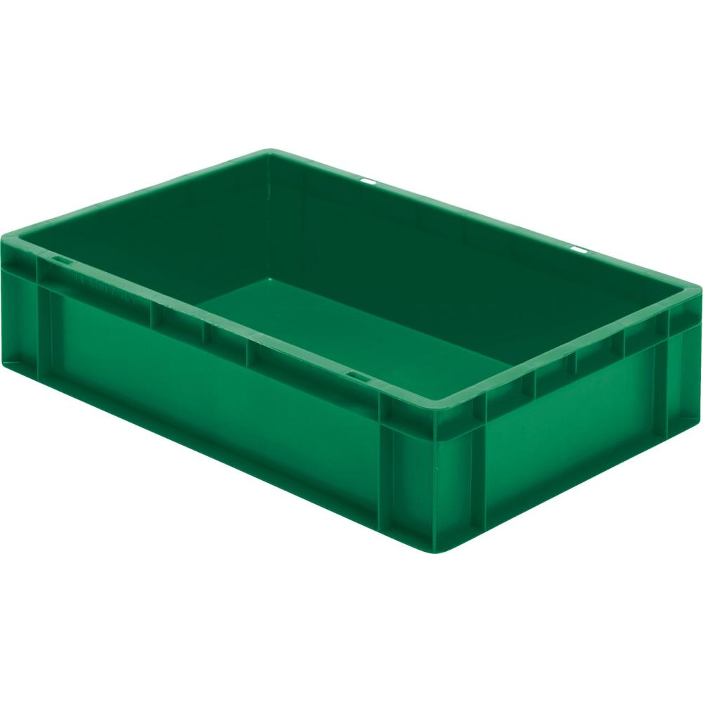 Transportkasten TK 600/145-0, Wände und Boden geschlossen Transport-Stapelkasten B600x T400x H145 mm grün, ohne Griffloch