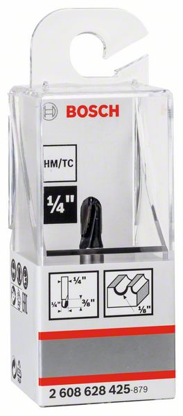 Bosch Hohlkehlfräser, 1/4-Zoll, R1 3,2 mm, D 9,5 mm, L 9,2 mm, G 40 mm. Für Handfräsen