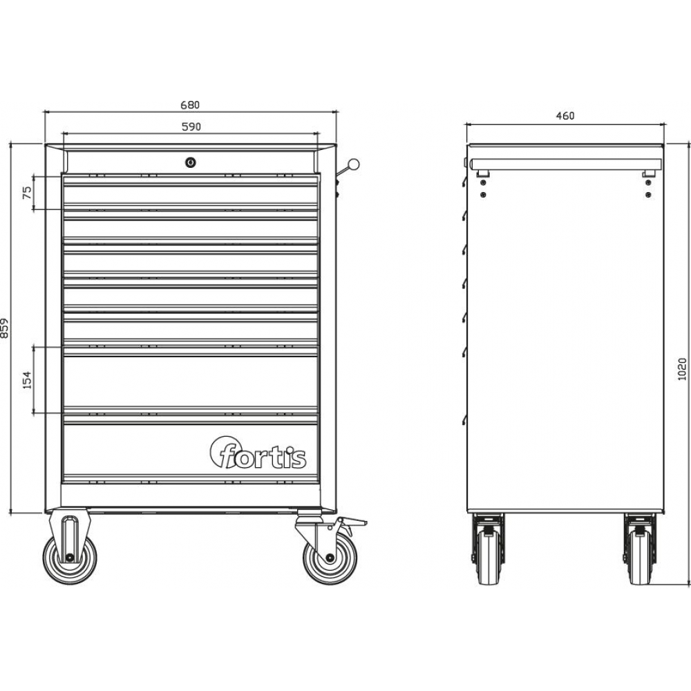 Werkstattwagen 680x460x1025mm FORTIS
