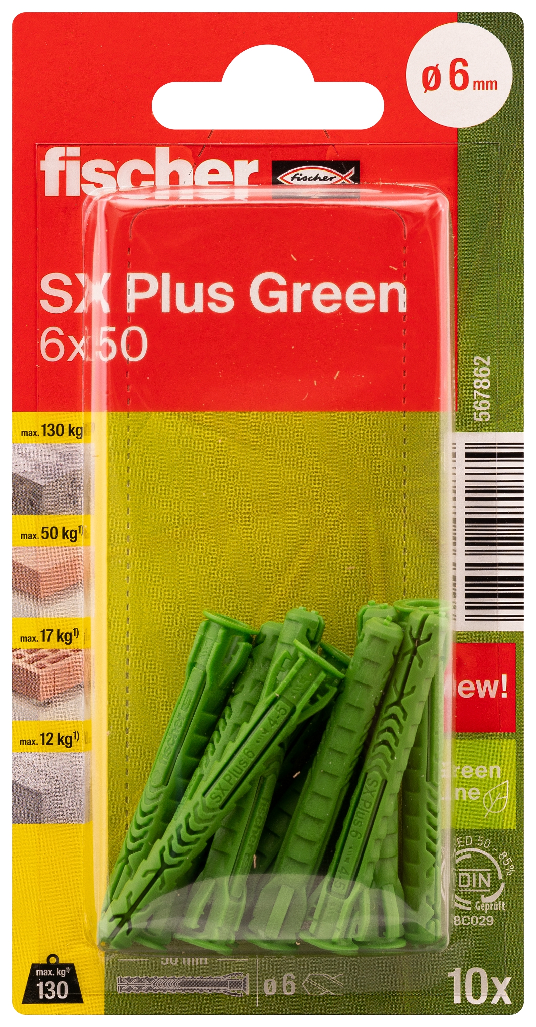Fischer SX Plus Green 6 x 50 K. Der Spezialist im Vollbaustoff mit nachwachsenden Rohstoffen.