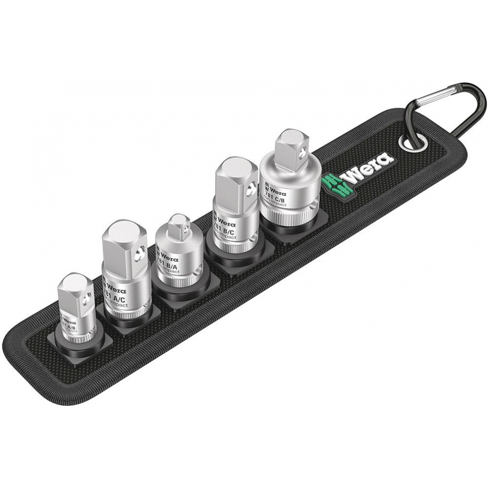 Adapter-Garnitur 1/4"-1/2", Nr. 781/5 Set 1 Vergrößerungsstück-/ Reduzierstück-Satz 5-teilig" -Wera"