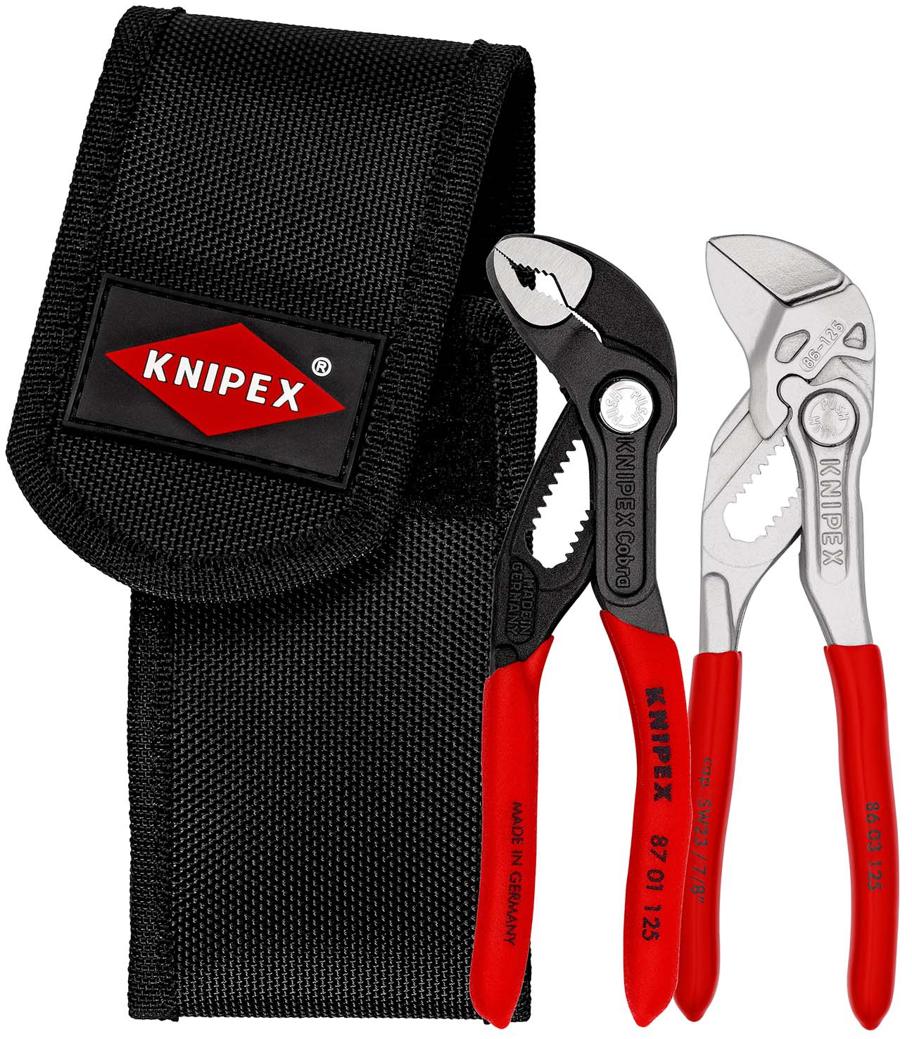 KNIPEX 00 20 72 V04 Mini-Zangenset in Werkzeuggürteltasche  (SB-Karte/Blister)