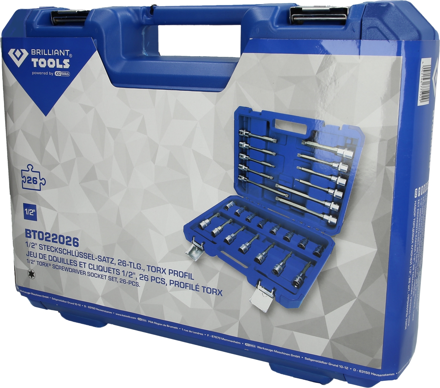 Brilliant Tools  1/2" Bit-Stecknuss-Satz, 26-tlg, Vielzahn-Profil, XZN