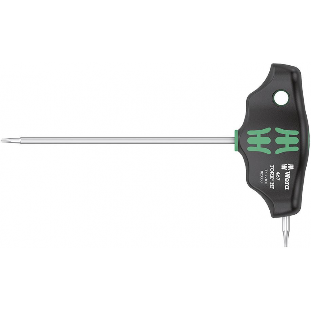 Schraubendreher mit Quergriff für TORX-Schrauben, Seitenabtrieb und Haltefunktion, Nr. 467 HF T-Griff-Schraubendreher T7x100mm Wera