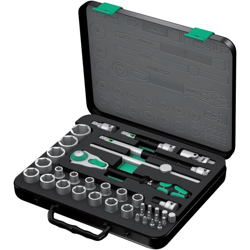 Steckschlüssel-Garnitur 1/2", Zyklop Speed, Nr. 8100 SC 2 Steckschlüssel-Satz 37-teilig" Wera
