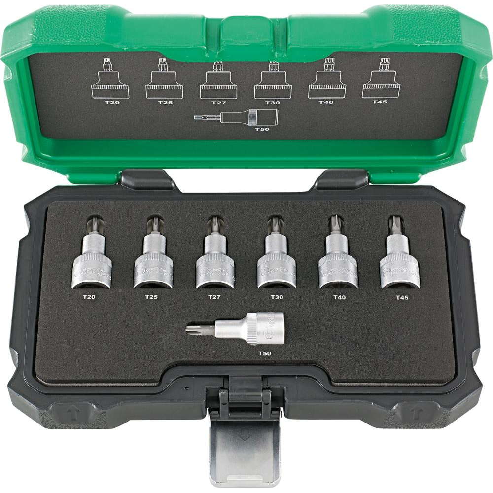 Schraubendreher-Einsatz-Garnitur 1/2" für TORX-Schrauben Satz 7t"T20-50 FORTIS