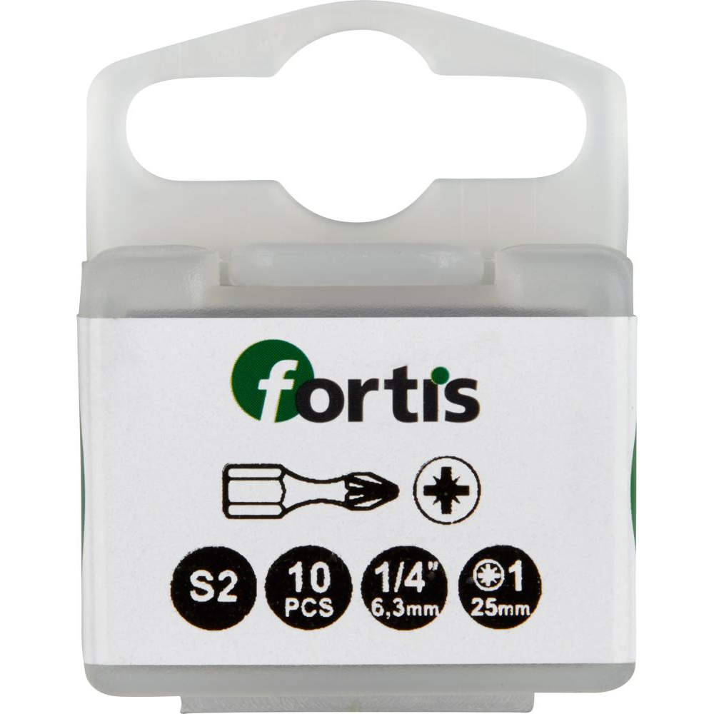 Bit 1/4" für Kreuzschlitz-Schrauben PZ Torsion DIN3126 C6,3 PZ1x25mm 10er Pack FORTIS