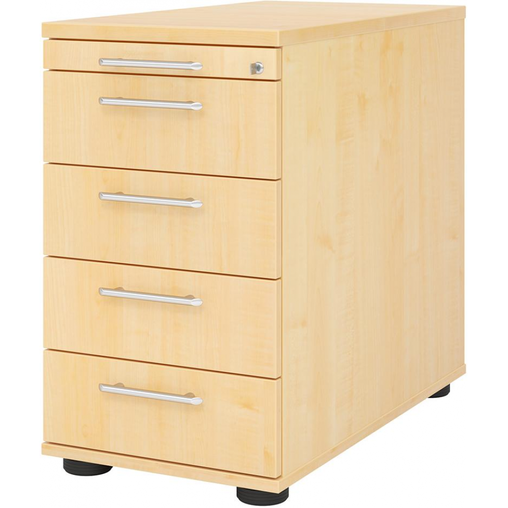 Standcontainer, 4 Schübe, RE Kunststoff-Griffe Ahorn