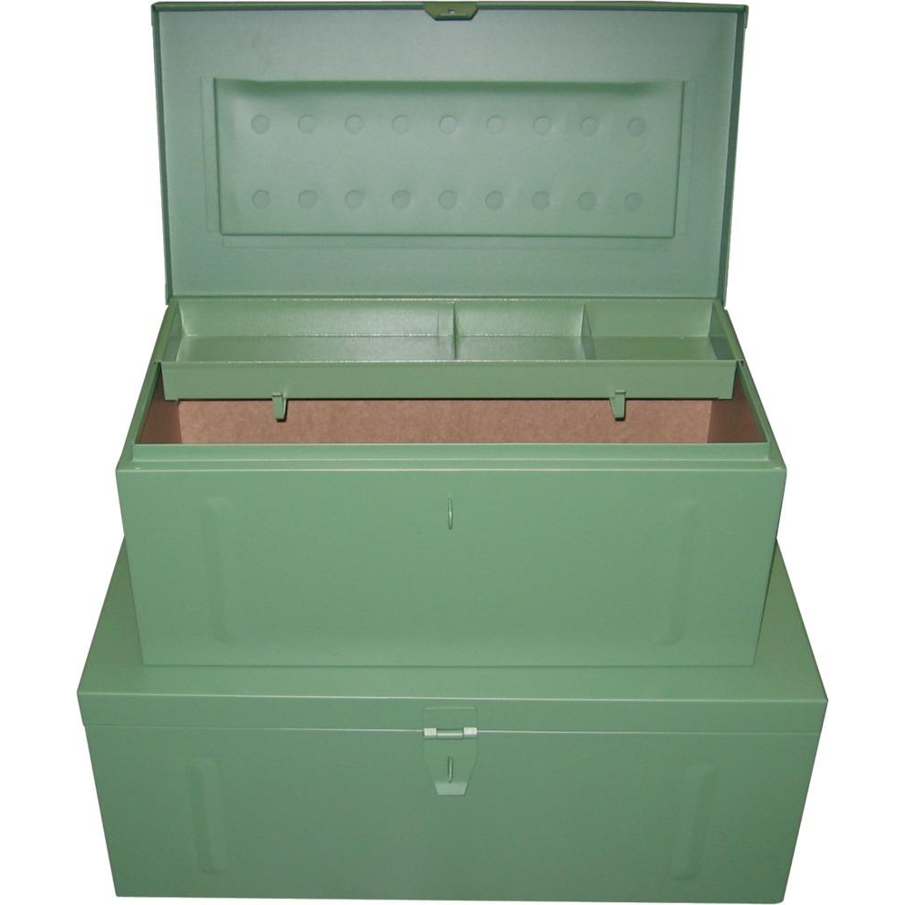 Stahlblech-Montagekoffer, Volumen 77-207 l Stahlblechkoffer grün 830x440x340mm (H)
