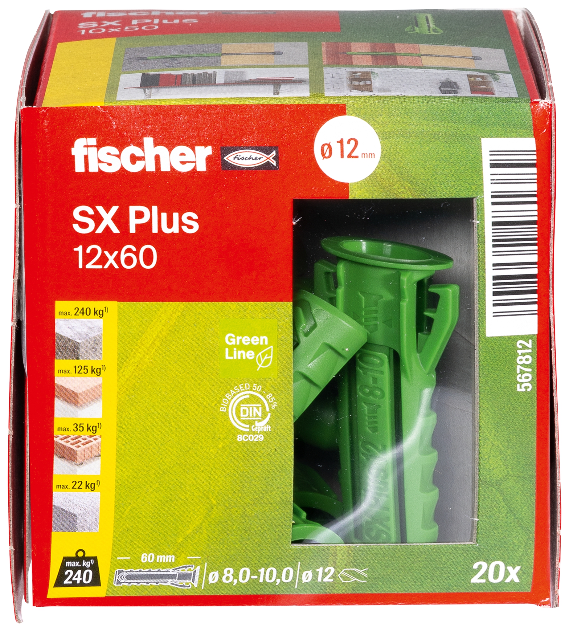 Fischer SX Plus Green 12 x 60. Der Spezialist im Vollbaustoff mit nachwachsenden Rohstoffen.