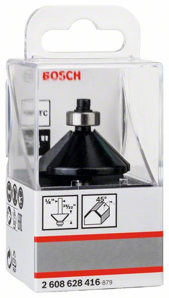 Bosch Fasefräser, 1/4-Zoll, D1 34,9 mm, B 13 mm, L 14,7 mm, G 56 mm, 45°