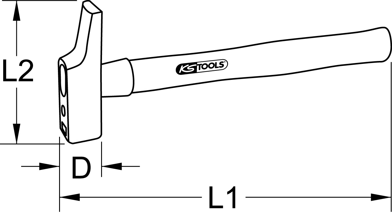 KSTOOLS Schreinerhammer, Hickory-Stiel, französische Form, 200g