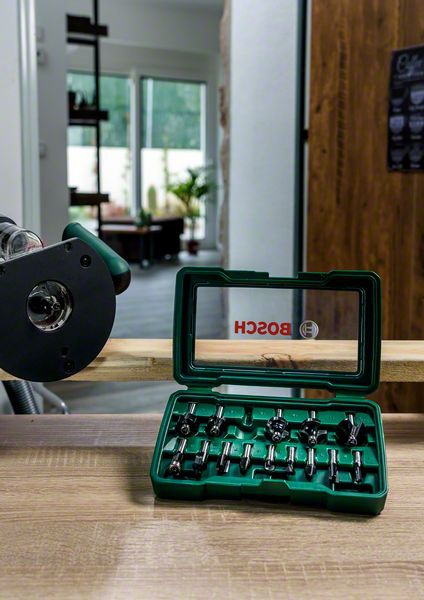 Bosch HM-Fräser-Set mit 8 mm Schaft, 15-teilig