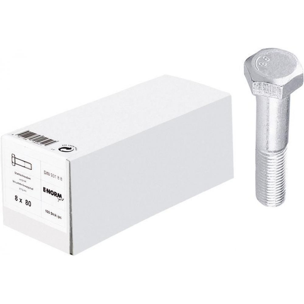 6-kant-Schraube M10x60 DIN 931 8.8 mit Schaft galvanisch verzinkt E-NORMpro HP