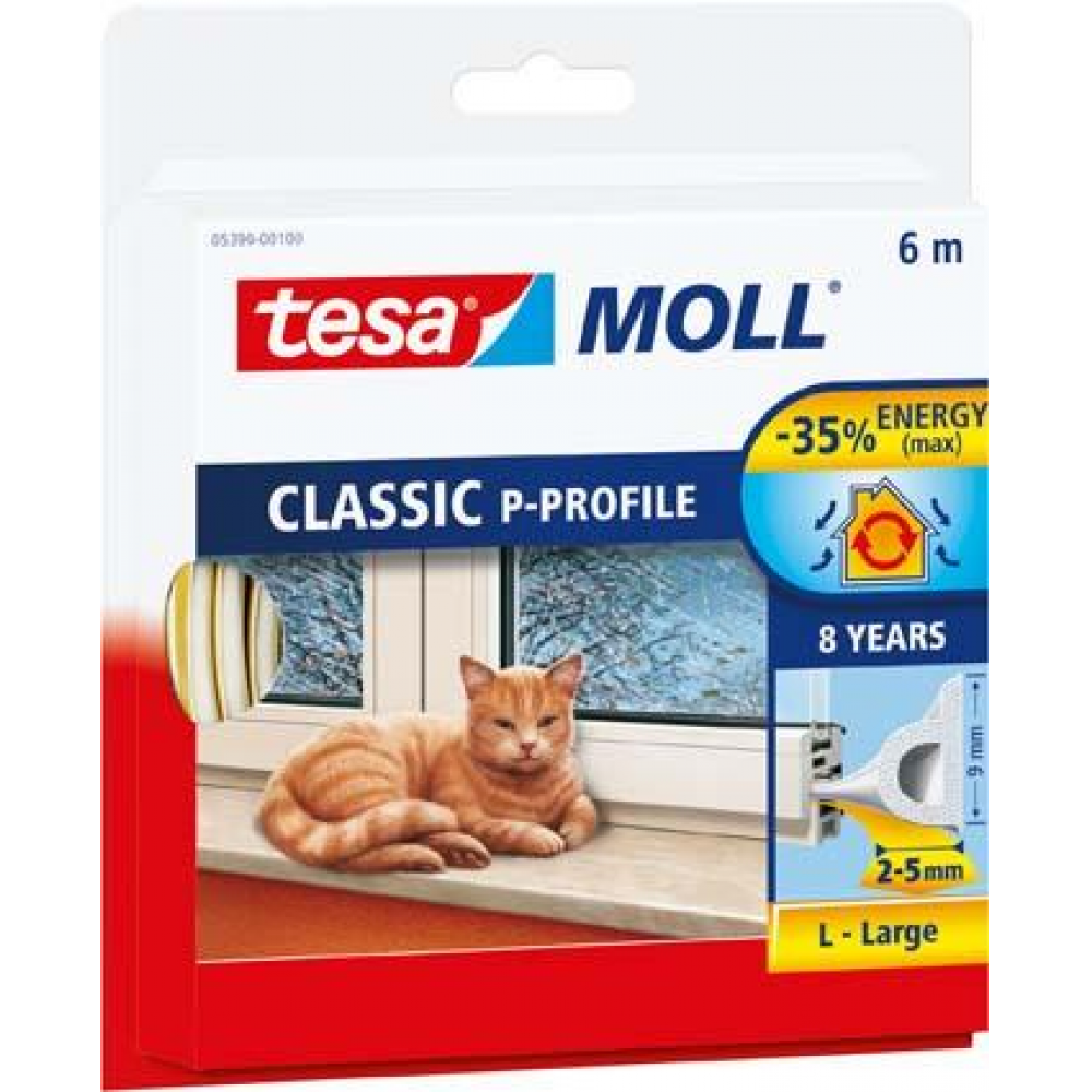 tesamoll Hohlprofil-Dichtung P-Profil-Dichtung weiß 6m:9mm tesa 5390