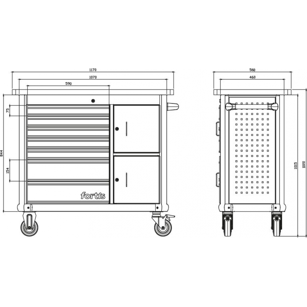 Werkstattwagen Rollwerkbank 1170x560x1060mm FORTIS