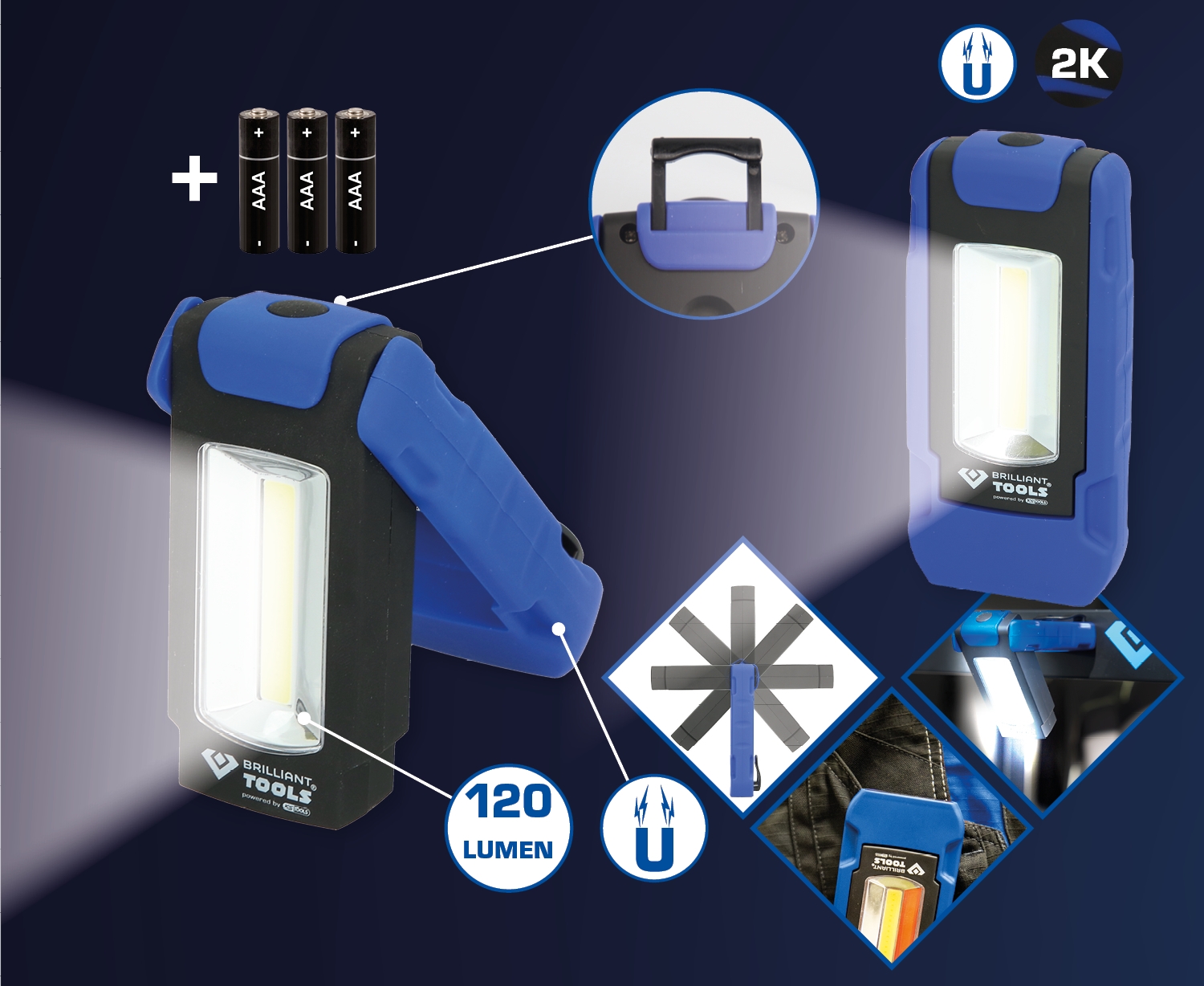 Brilliant Tools  360° Schwenkbare Handlampe
